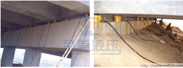 薄型千斤頂使用在橋梁工程更換支座現場